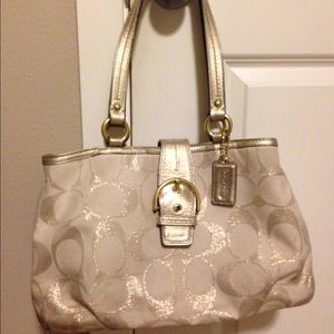 Gold/cream coach purse