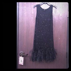 Teri Jon Sequin Feather Dress