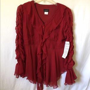 Deep red flowy shirt