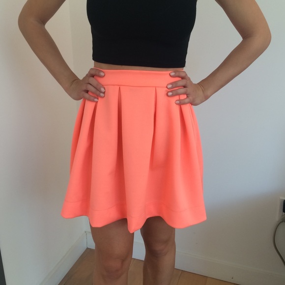 Bright coral skater skirt from Nasty Gal!