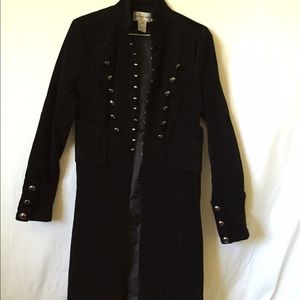 Black velvet military look coat