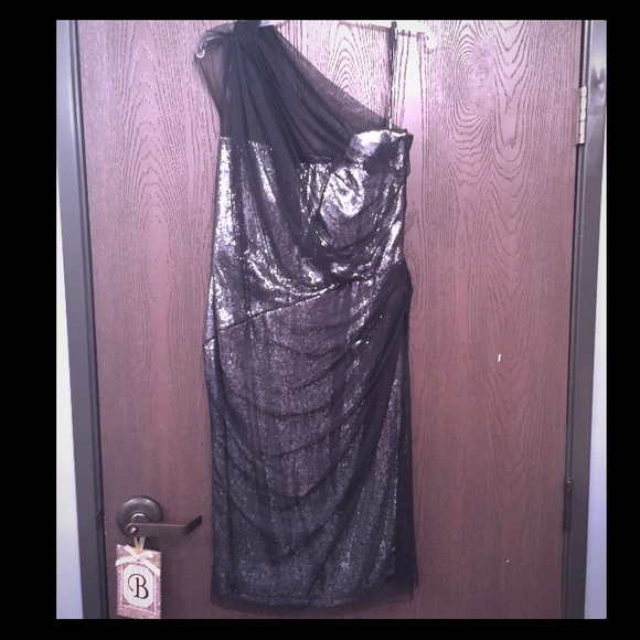 Tadashi Shoji Seliver Sequin Tulle Dress