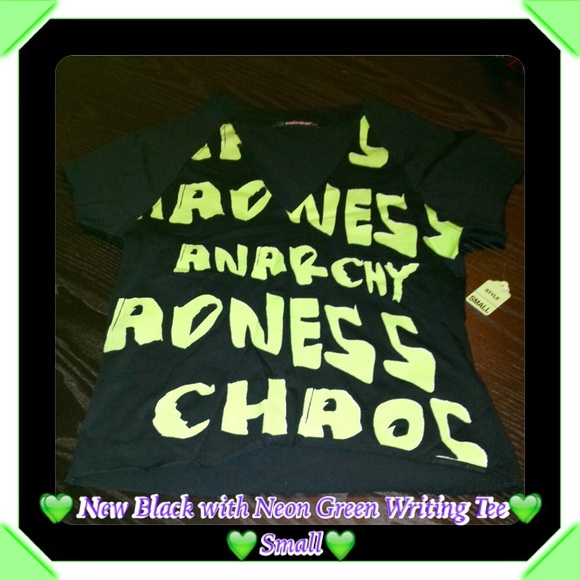 NewππTrendy Tee with Neon Green Writing