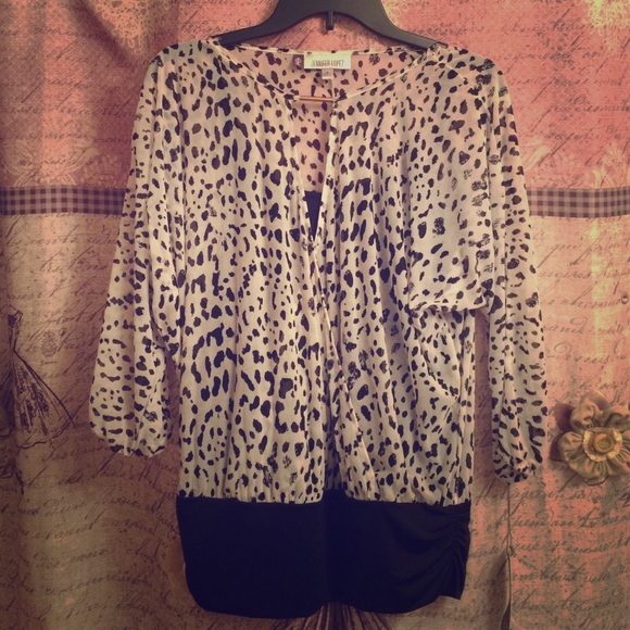 J lo dress shirt black and white