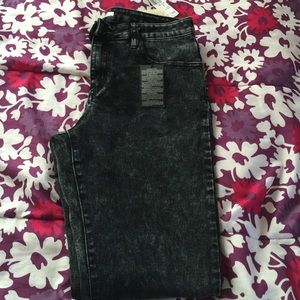 Black Denim Washed Skinny Jeans