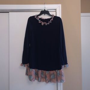 Cute Navy Ruffle Top