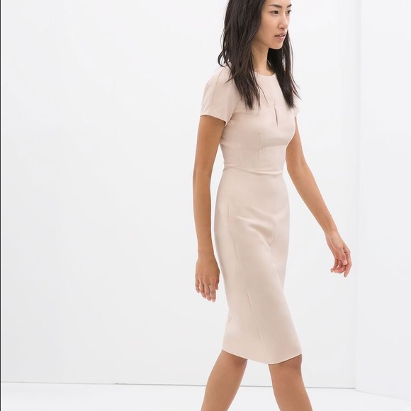 Nude shift dress by Zara