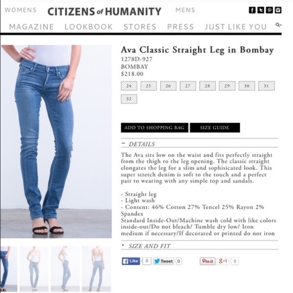 Citizens of Humanity Straight/Skinny Jeans