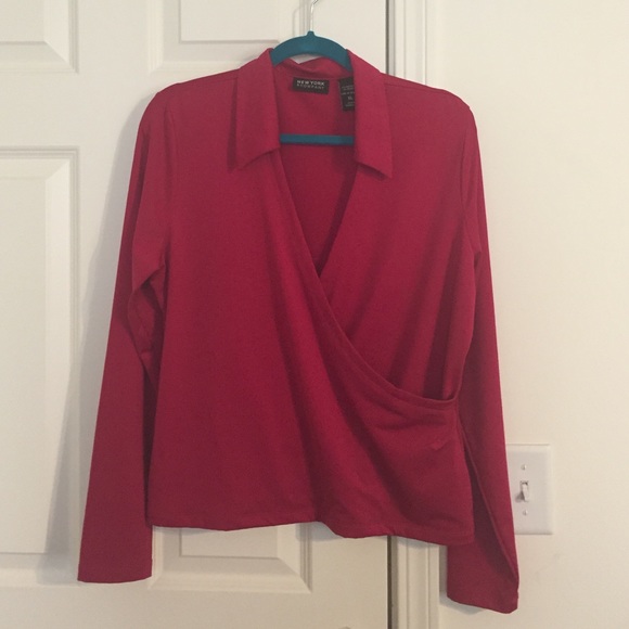 Bundled for Cissybush....Magenta faux wrap blouse