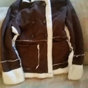 Suede coat with hoodie