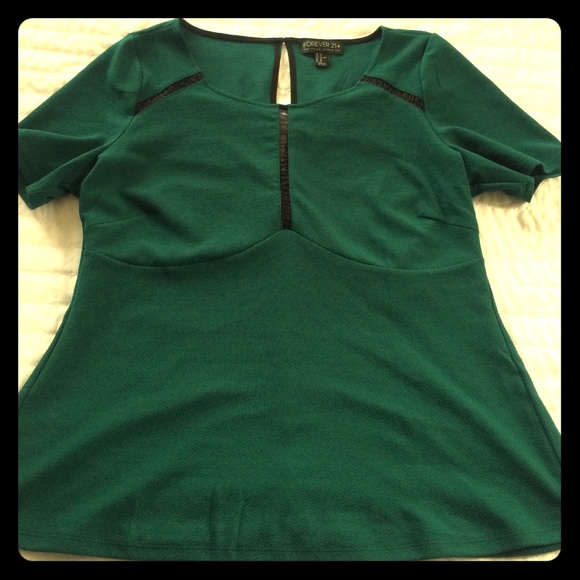 New Forever 21+ Green Peplum Top