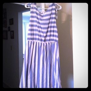 Striped Denim and White Sundress