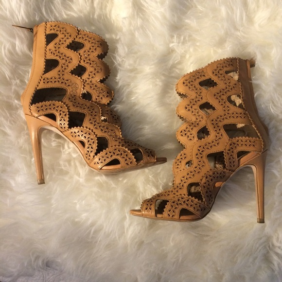 Zara Leather High Heel Ankle Boot Sandal