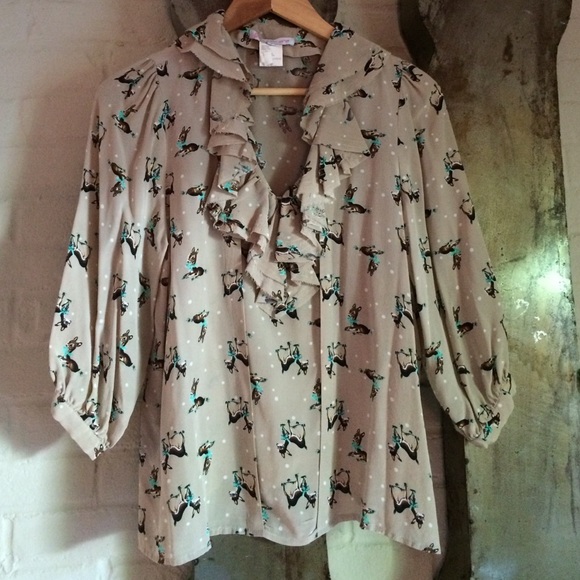 Anthropologie Silk Deer Blouse - Picture 3 of 4
