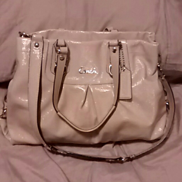 Coach Handbags - COACH cream patent leather purse
