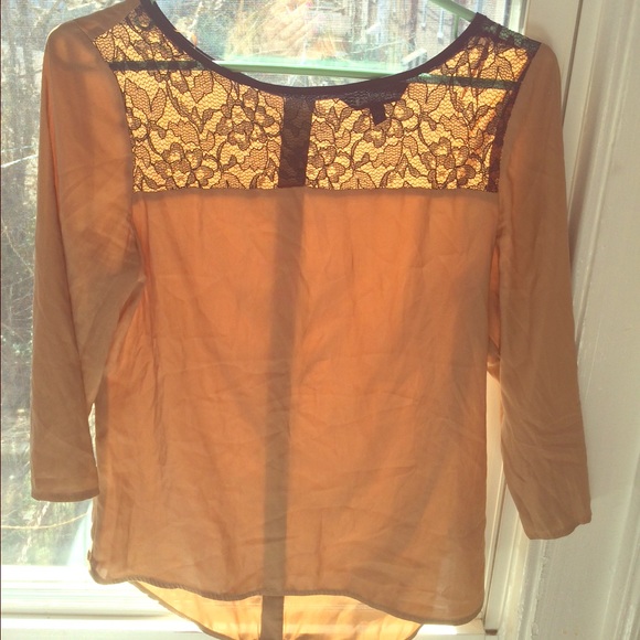 Express Tan Black Lace Top