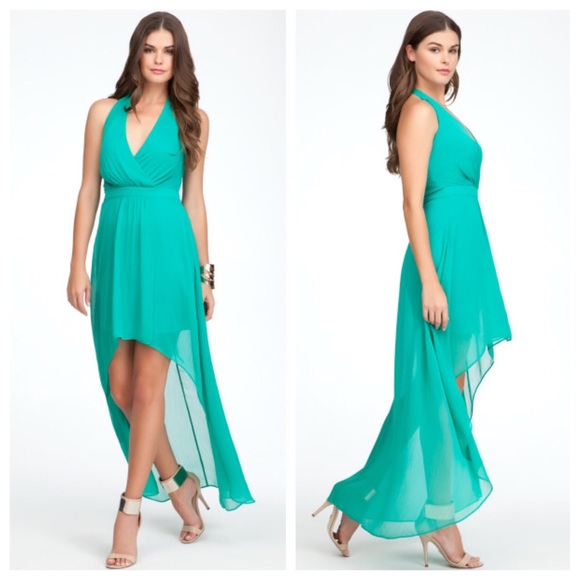 bebe Dresses Bebe Green Halter High Low Maxi Dress Poshmark