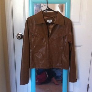 Brown faux leather jacket!!