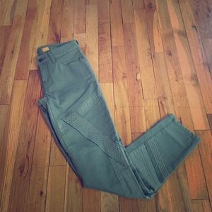 Textured green jeans