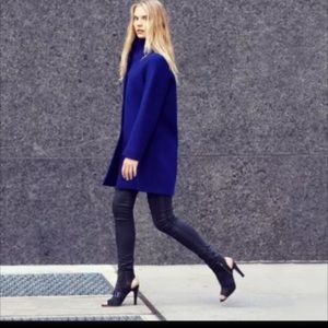 Elie Tahari Dalia Coat Wool stand Collar Blue