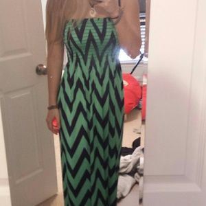 Navy and turqoise chevron dress