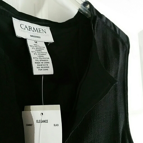 New Carmen Marc Calvo LBD Black Lined Shift Dress - Picture 4 of 4