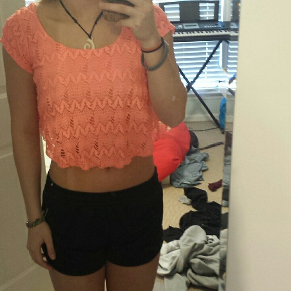 Bright coral crop top
