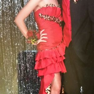 Beautiful red and leopard print dress