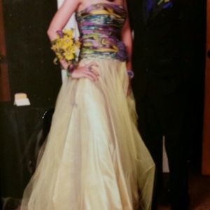 Yellow dress with multi color top