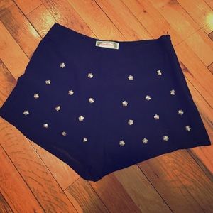 Floral black high waisted shorts