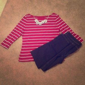 New Merona Berry Striped Shirt - Never Worn!