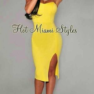 Summertime Yellow Strapless Dress