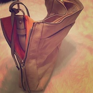 Tan purse w/bright orange detail
