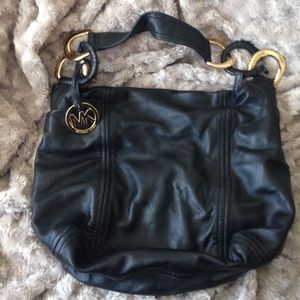 Black MK Leather Hobo Purse