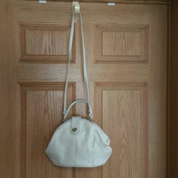 Off White Pleather Ostrich Print Convertible Purse