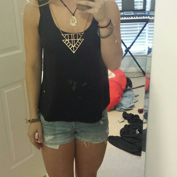 Black tank top w/ attached necklace