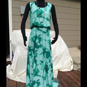 Green Tye Dye Maxi Dress "Faded Glory"