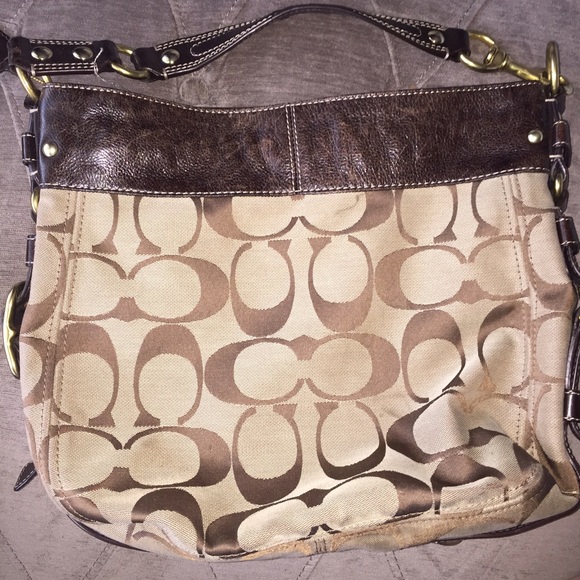 Tan and brown Coach purse. - Picture 2 of 4