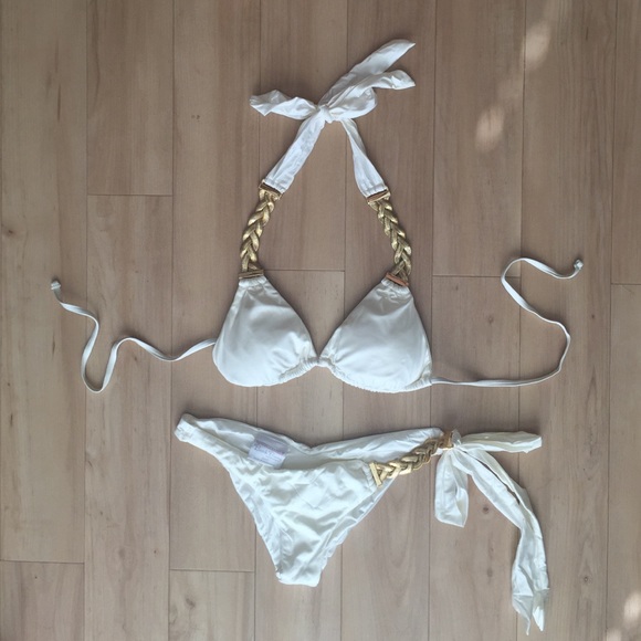 Beach Bunny Kardashian White w/Gold Braided Detail