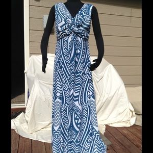 TEAL AND WHITE MAXI DRESS "SOMA" NWT