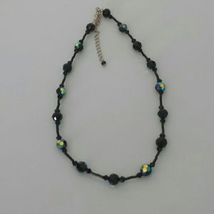 Iridescent Black Beaded Necklace
