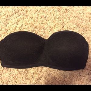 Strapless, lace, lightly padded bra
