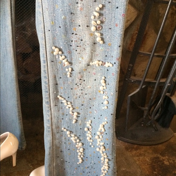 Cache Jeans with pearls and bling size 0 - Picture 3 of 4