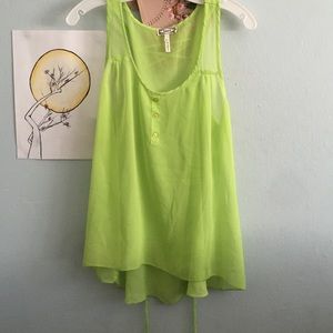 Lime green chiffon scrappy backed tank top