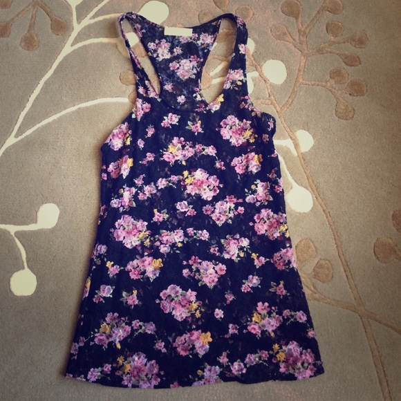 Sugarlips Sheer Floral Lace Racerback Tank