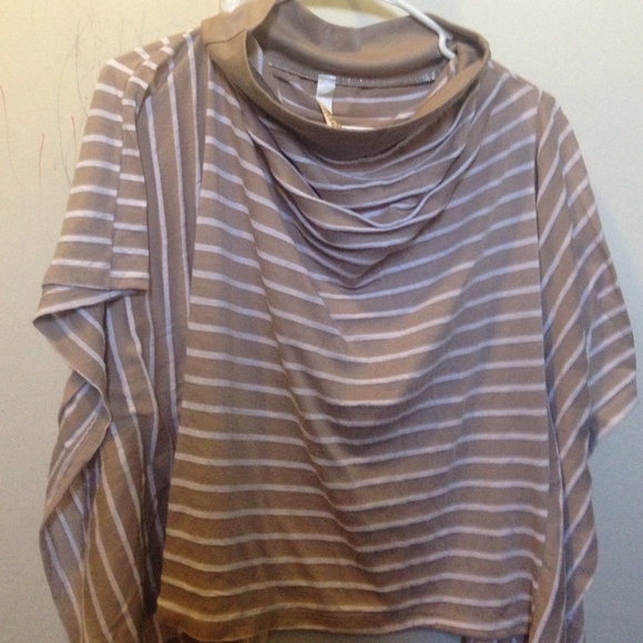 Tan stripped poncho