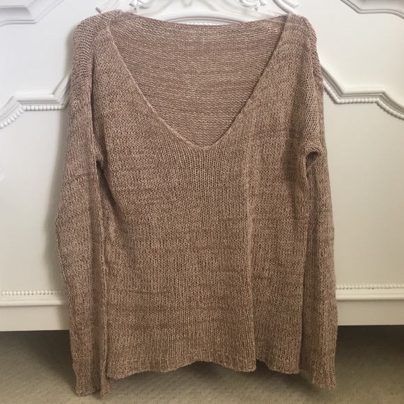 Brandy Melville deep Taupe/pink knit sweater