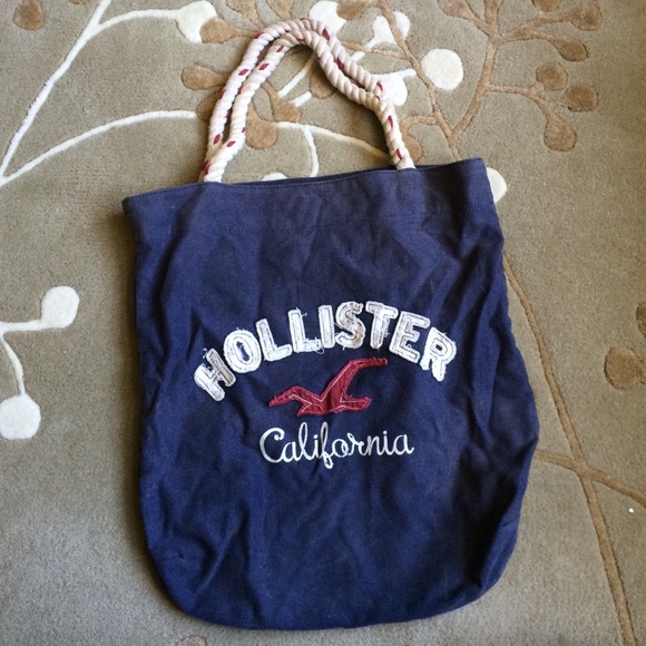 Navy Hollister Canvas Tote with Rope Handles