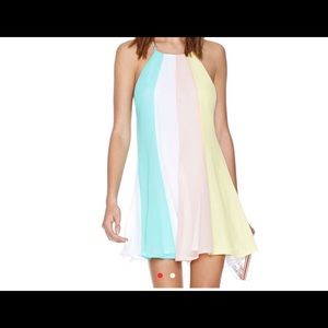 Pastel pink, yellow and mint dress