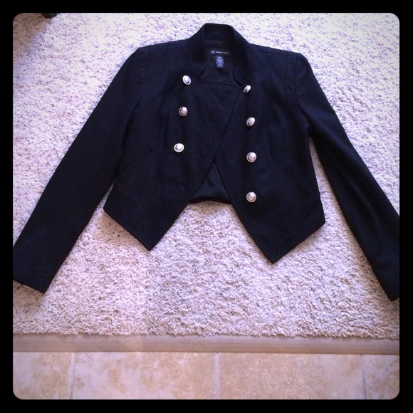 Black military jacket with silver buttons